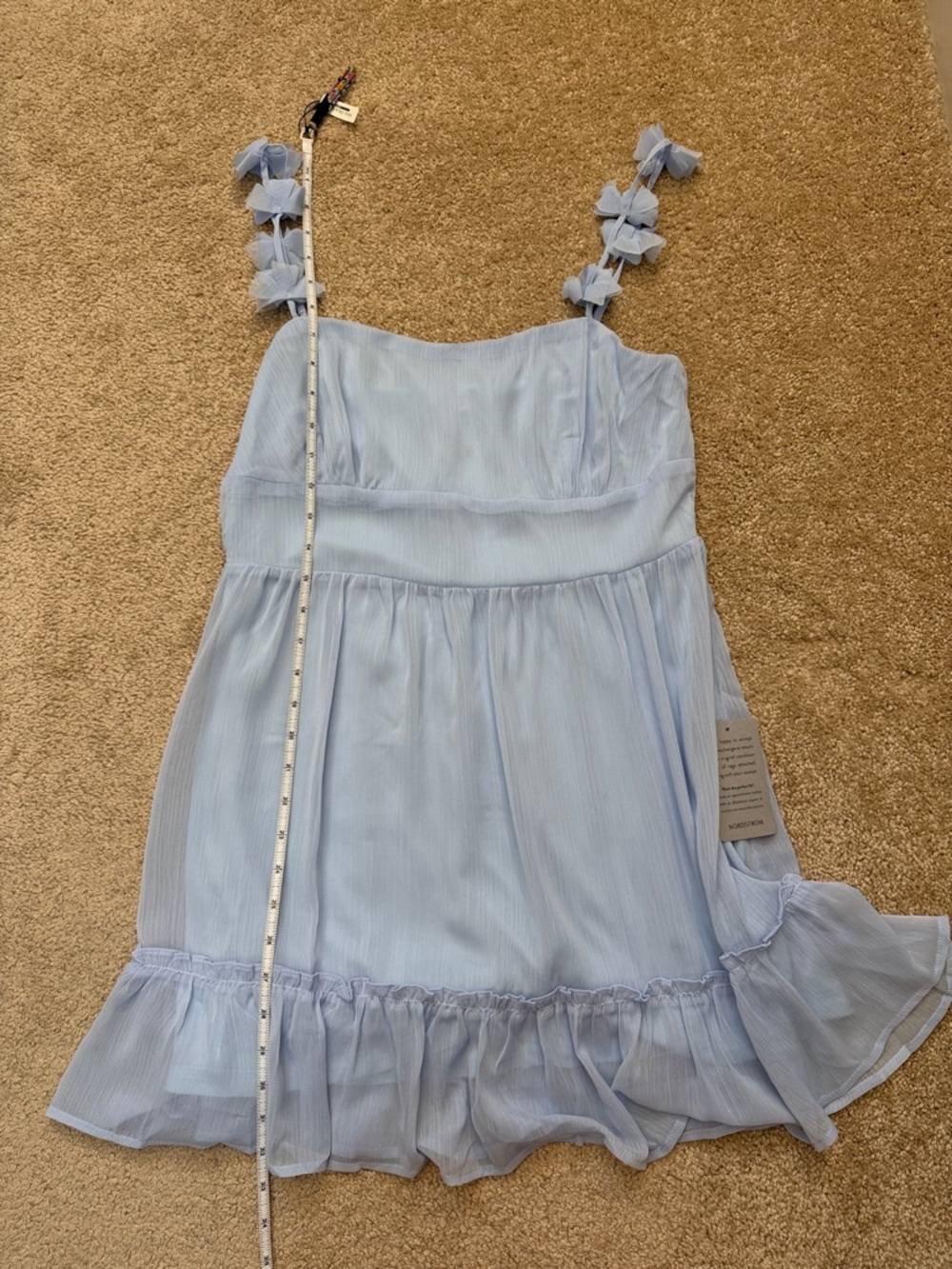 Lush Rosette Strap Fit & Flare Dress Cool Blue Dress Size Large NEW nordstrom - Picture 8 of 9